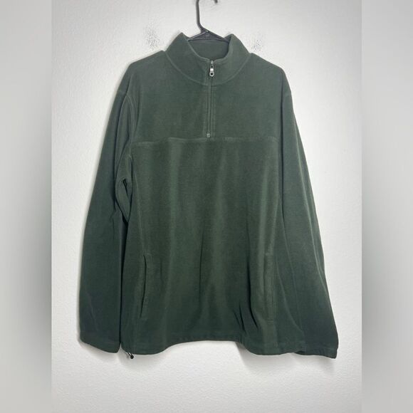 Croft & Barrow Mens Fleece Pullover Size XL Green 1/4 ZIP Front Pockets - Picture 1 of 11